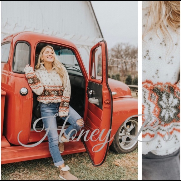 Fair Isle Sherpa Teddy Sweater - Picture 3 of 5